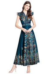 Floral Belted Sleeveless Maxi Dress