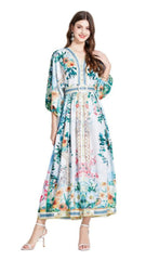 Floral Multi-Print V-Neck Maxi Dress