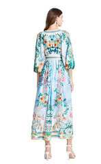 Floral Multi-Print V-Neck Maxi Dress