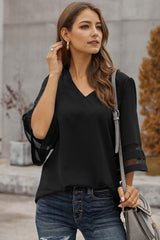 V-Neck Flare Sleeve Blouse