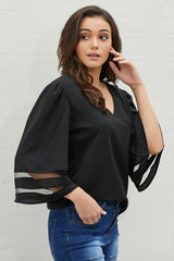 V-Neck Flare Sleeve Blouse