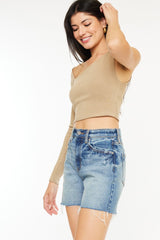 Raw Hem High-Rise Denim Shorts