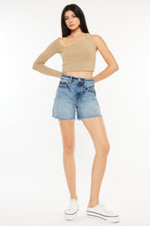 Raw Hem High-Rise Denim Shorts