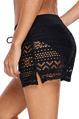 Embroidered Lace Swim Shorts with Attached Briefs