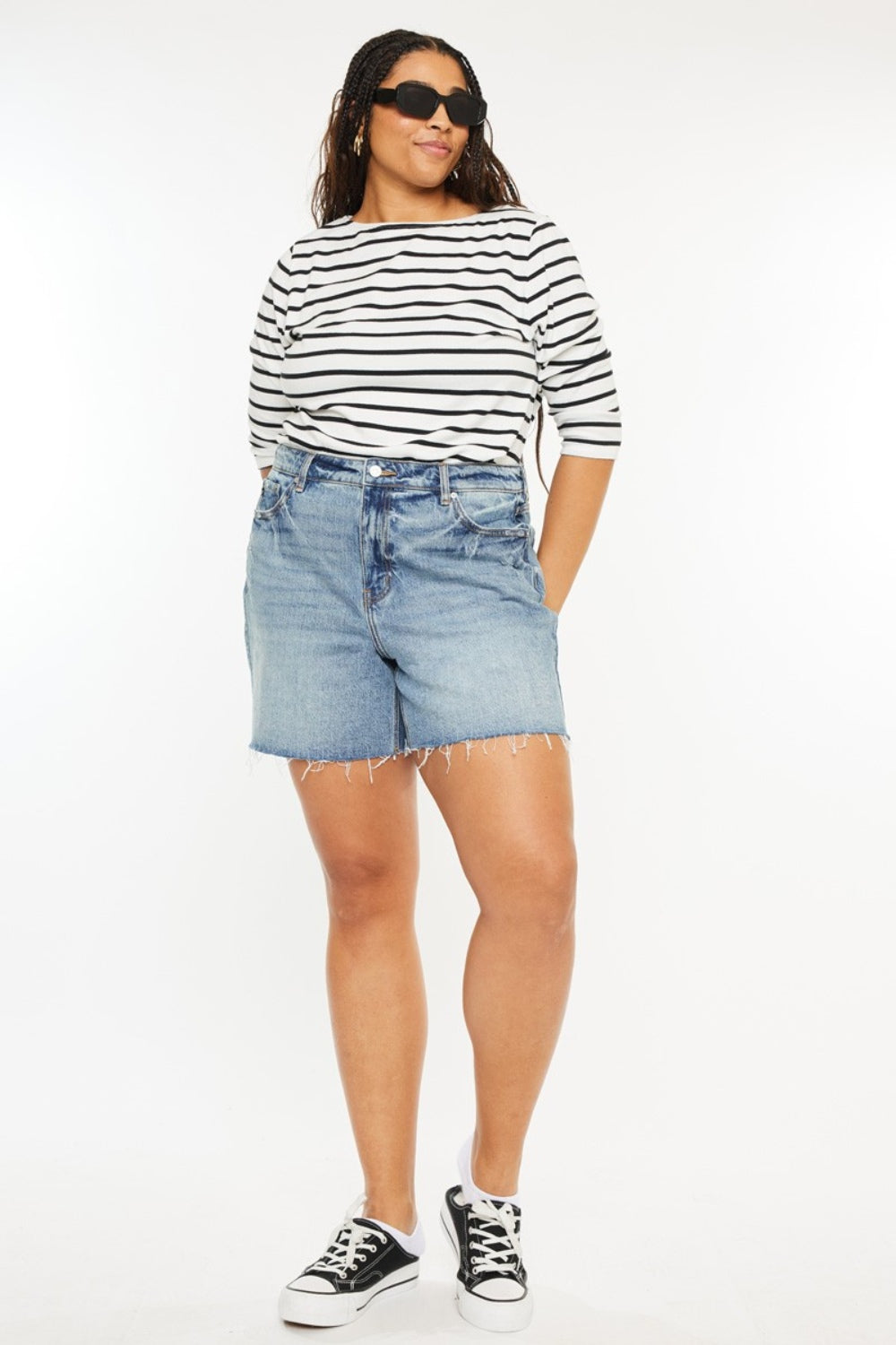 Raw Hem High-Rise Denim Shorts