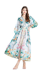 Floral Multi-Print V-Neck Maxi Dress