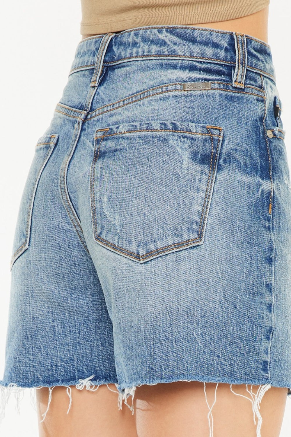Raw Hem High-Rise Denim Shorts