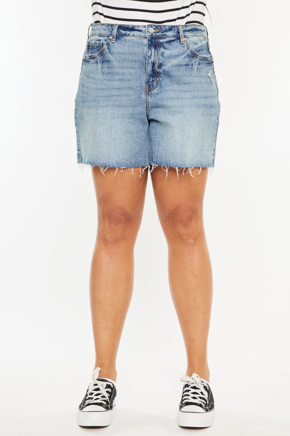 Raw Hem High-Rise Denim Shorts