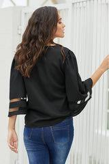 V-Neck Flare Sleeve Blouse