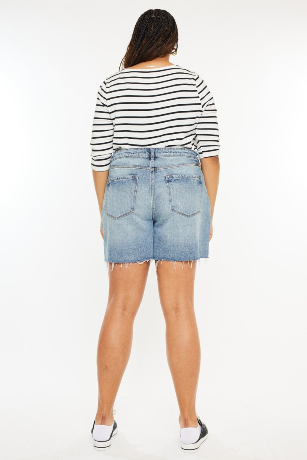 Raw Hem High-Rise Denim Shorts