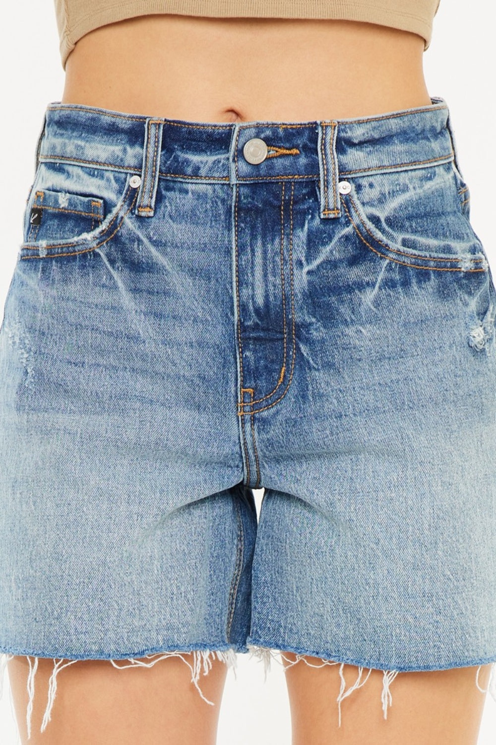 Raw Hem High-Rise Denim Shorts