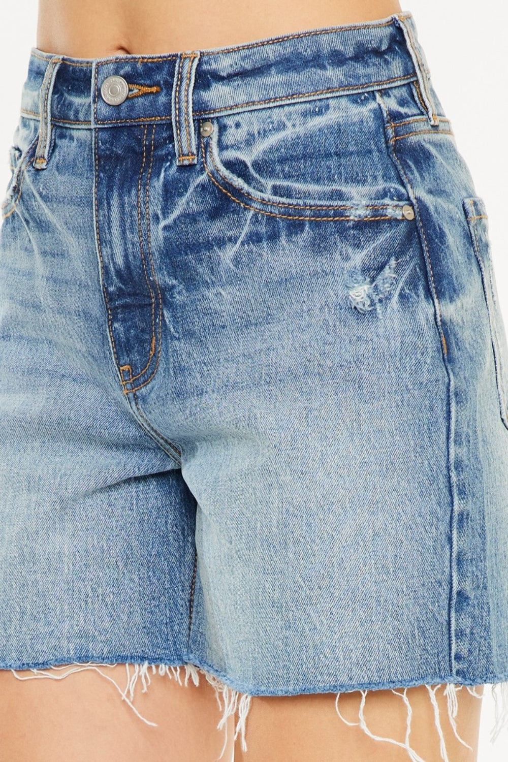 Raw Hem High-Rise Denim Shorts